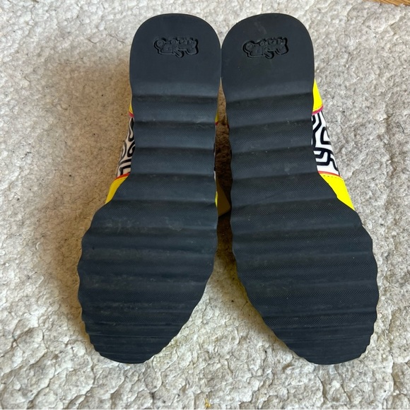Coach: x Keith Haring Lace Up Yellow, Orange, Pink, Black White People Sneakers - Picture 10 of 16
